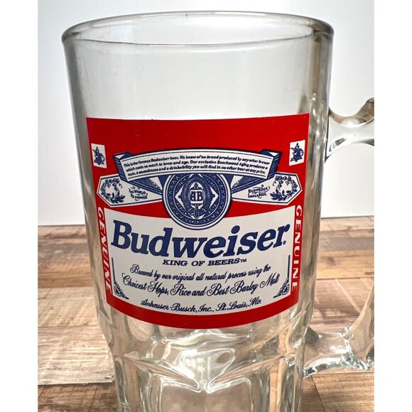 Budweiser Glass Beer Mug 1997 Anheuser-Busch Official Product Heavy-Duty Hugh - Picture 2 of 3